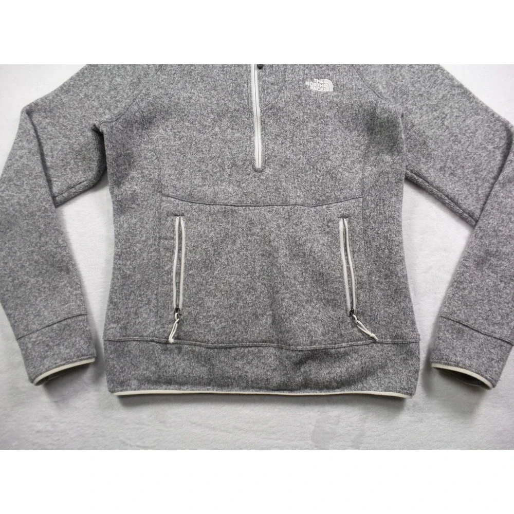 The North Face Sweatshirt Womens Size Small Gray Hooded TKA Glacier Half Zip - Picture 2 of 12